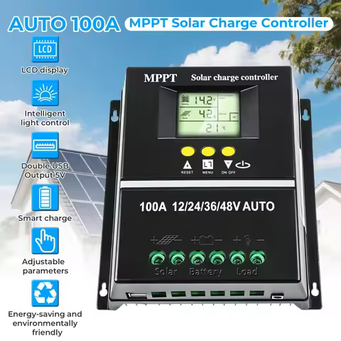 (US Stock 2-5 Days) AeternaSol 100A MPPT Solar Charge Controller 12V 24V 36V 48V Auto 3-Stage 160V P