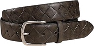 FENIX Men's Adjustable Leather Belt Siena Size 85 cm to 110 cm Vintage Silver Clasp 35 mm Wide Belt 