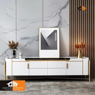 Meja TV Stainless White Gold