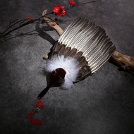 Goose Feather Fan Kongming Feather Fan Zhuge Liang Feather Fan Three-Layer Feather Fan Craft Fan Dra