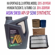 KIA SPORTAGE QL 2.0 (P) 15y HYUNDAI TUCSON TL 16y> OIL FILTER+ AIR FILTER+AISIN 5W30 API-SP SEMI SYN