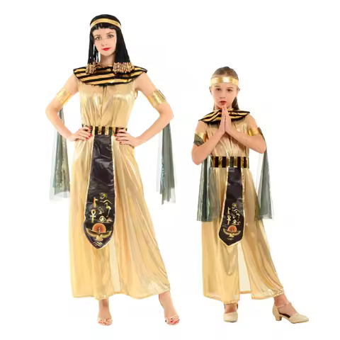 Children Adult Ancient Egyptian Pharaoh Goddess Cleopatra Cosplay Costume Gold Ancient Egyptian Cosp