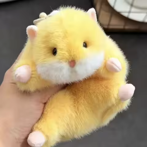 Cute Plush Toys Hamster Keychain Stress Relief Design Durable Hamster Bag Charm Soft Hamster Stress 