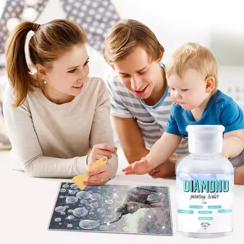 Diamond Art Sealant with Brushes DIY Diamond Artistic Sealer Diamond Painting Shiny Sealant for Shin