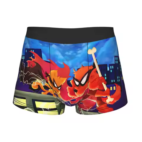 Male Cool Red Evil D-Dogman Underwear Cat Kid Lightning Boxer Briefs Stretch Shorts Panties Underpan