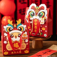 2024龙年礼盒/开窗袋子/手提新年袋子/Cute Cartoon Dragon Pattern Tote Bag/Handle New Year Box/Cny Box/Cny Packaging/New Year Box/Cny Paperbag/gift Bag/new Year Bag