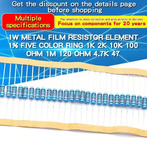 20PCS 1W 1% Metal Film Resistor 0.24Ω~2.2MΩ 1 10 47 100 200 220 300 470 910 1k 4.7k 10k 20k 47k 100k