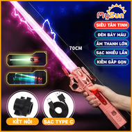 Kiếm Laser phát ánh sáng Lazer nhựa đồ chơi thu gọn cho trẻ em bé ghép 2 đầu MySun