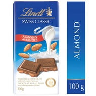 Lindt Swiss Classic Creamy Milk Chocolate Bar with, Whole Roasted Almonds 100g