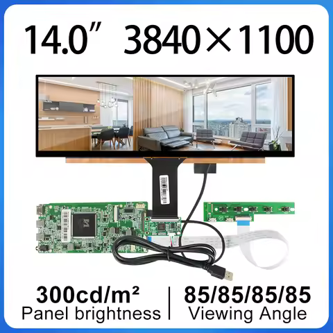 Hot selling 14 Inch 3840×1100 Slim Stretched Bar LCD Display 4K ADS Screen NV140XTM-N52 eDP 30 Pin T