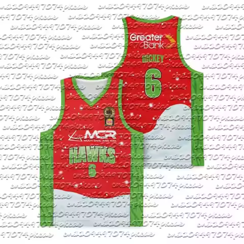 2526 New Illawarra Hawks Christmas Themed Basketball Jersey Vest #6 Hickey Adults & Kids Trendy Brea