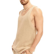 Knitted sleeveless sweater vest Loose tops men寬松無袖背心男