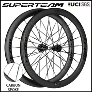 SUPERTEAM-Carbon Spoke Wheels 700C Road Bike Disc Brake Wheelset UCI Quality Carbon Rim Center Lock 
