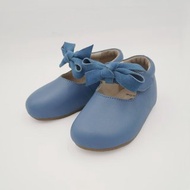 娃娃鞋 蝴蝶結 魔鬼氈 夢幻藍 皮鞋