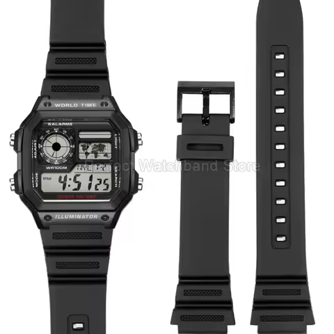 Silicone Watch Strap 18mm Convex Interface for Casio 5600 Series AE-1200WH MRW-200H A158 A168 F-105 