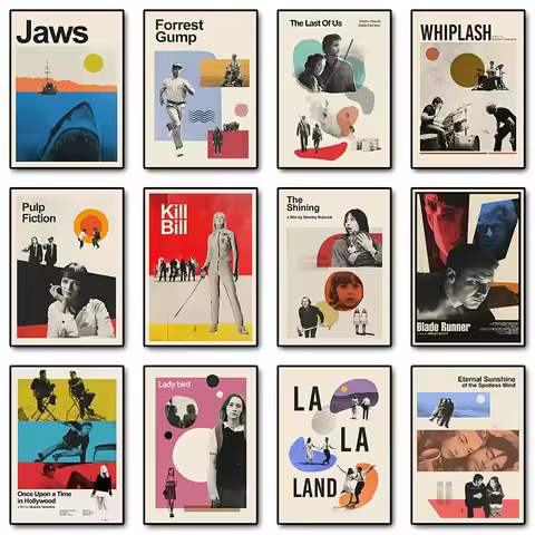 Vintage Classic Movies Collection Kill Bill Jaws Retro Film Aesthetics Poster Canvas Painting Wall P