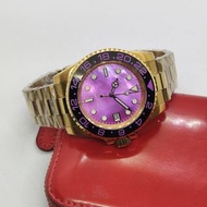 精工 Seiko 自動機械芯 automatic movement custom seiko mod  藍寳石玻璃  紫圈 紫貝殼款錶盤改款金色殼40mm總統帶20mm submariner gmt 