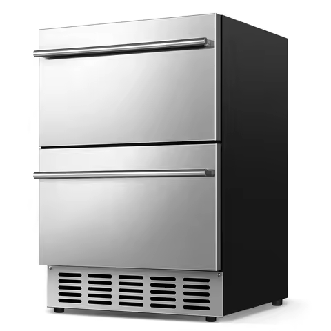 Outdoor Refrigerator for Patio, Outdoor Drawer Fridge, 24 Inch Undercounter Refrigerators with Wheel