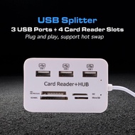USB 2.0 COMBOCard Reader + HUB 3 USB Ports + 4 Cards Reader Slots All In One For SD/MMC/M2/MS ProDuo