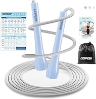 Adjustable Jump Rope for Fitness, Lightweight PVC Skipping Rope for Men Women Adults Exercise with ABS Handles &amp; Training Poster, Tangle-Free Speed Jump Rope for Home, Gym and Outdoor