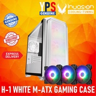 INVASION H-1 WHITE | MICRO ATX GAMING CASE with 3 RGB FAN (Support M-ATX Motherboard) [Display Unit]