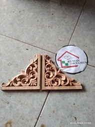 ukiran sudut ornamen ukir tempel kayu mahoni 15x15