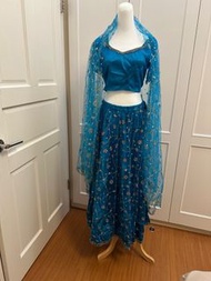 寶藍色印度紗麗一套 含上衣 長裙 披肩