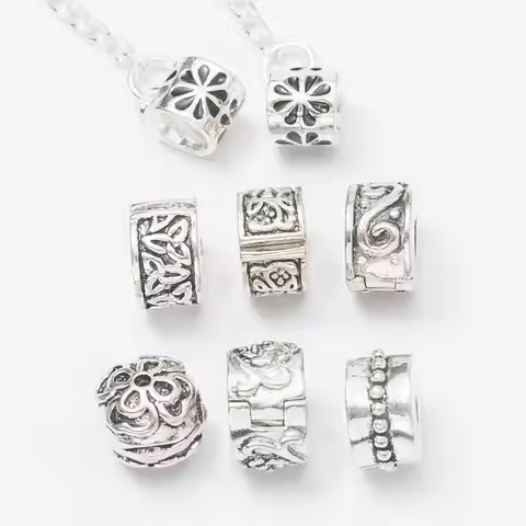 5Pcs/Lot Silver Plated Positioning plug Charms Beads European DIY Beads Fit Pandora Charms Bracelets