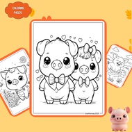 Set of 36/20/10 coloring pages, coloring pages of pigs and pigs, regular A4, A5 paper 70gsm PG767T