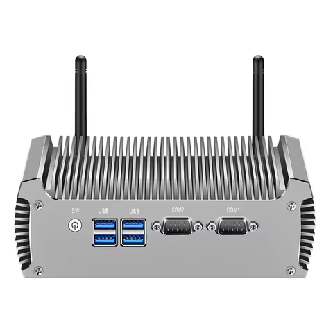 Industrial Fanless Mini PC Intel Core i3 i5 i7 4th/5th Gen WFi HDMI+VGA 2x Ethernet 2x COM-232 4x US