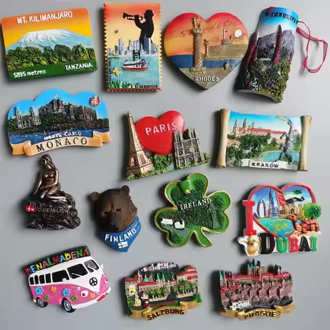 Tourist Souvenir Fridge Maggnet Germany Italy Bulgaria Paris Tanzania Denmark Spain Greece Prague Mo