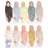 Tudung Bawal Chiffon Curve Printed Bidang 55 / Bawal Labuh Bercorak / Bawal Chiffon Printed