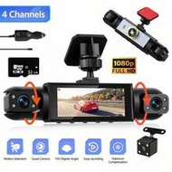 4-Channel Dash Cam, 360° Panoramic Recording, Front & Rear 1080P HD, Left & Right Cameras, Includes 