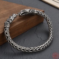 S925 Sterling Silver Bracelets 2022 New Fashion Snake Head Tail Weaven-chain Argentum Punk Viking Jewelry Bangle for Men