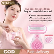null Portable Short Handle Women Razor Blade 5 Layers With Soap Bar Smooth Shaving Blade Lady Body C