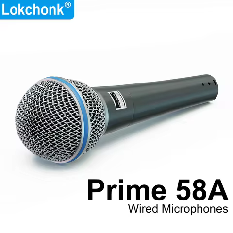 Lokchonk Prmie 58A Cardioid Dynamic Microphone Professional Wired Mic for Stage Singing Karaoke Podc