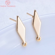 ♟(2014)10PCS  5x18MM 24K Gold Color Brass Long rhombic rhombus simple earrings Pins High Quality ❦☸