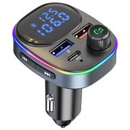 Car Bluetooth 5.0 FM Transmitter Dual USB Digital Display PD QC3.0 Fast Charger Car MP3 Player
