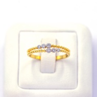 Happy Jewelry แหวนเพชรไล่ระดับกัน 6 เม็ด ก้านคู่ เหมือนได้ใส่ 2 วงในครั้งเดียว 2in1 ทองแท้ 9k 37.5% เพชรเกสร ME915