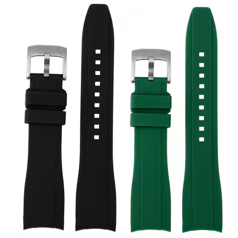 20mm 22mm Curved End Silicone Rubber Watchband Strap for Men Women Water Ghost Seiko Citizen BN0193 