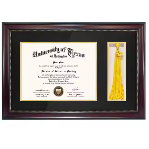 11x17 Mahogany Diploma Frame with Tassel Holder for 8.5x11 Certificate Document,Real Glass, Black ov