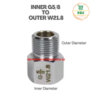 AQUARIUM CO2 Cylinder Stainless Steel Adapter Connector Converter G5/8 To W21.8 or W21.8 To G5/8