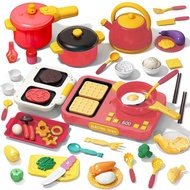 53PCS Kids Kitchen Accessories Set-Kids Kitchen Playset with Induction Cooktop,Toddler Pretend Cooki