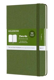 MOLESKINE - TWO-GO雙格式橫間純白帆布筆記事本中型手帳 GRASS GREEN草綠色 11.5 x 18CM)