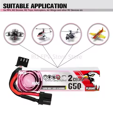 CODDAR 650MAH 2S HV 7.6V 100C XT30 RC LiPo Battery 60mm to 130mm Brushless FPV Drone Emax Tinyhawk G