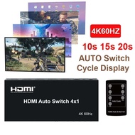 4k 60hz HDMI Auto Switch Play 4x1 HDMI Switcher HDR 3D 4 in 1 Out Audio Video Converter for DVD Medi