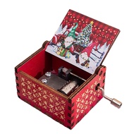 PMO Tự làm Hộp nhạc quay tay Đỏ Sơn Hộp gỗ ông già Noel Cổ điển Quay tay Đồ trang trí hộp nhạc Trẻ e