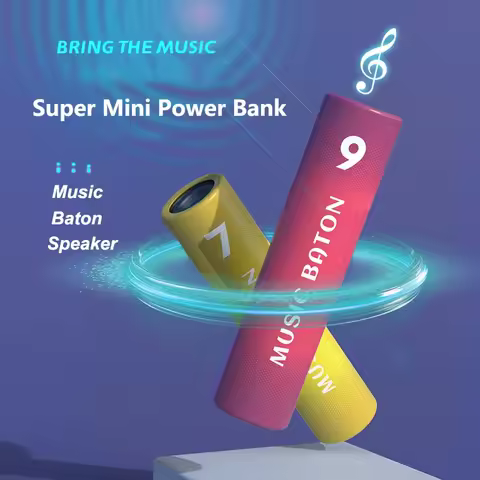 3000mAh Mini Power Bank & Bluetooth Speaker Type C Portable Charger for iPhone 16 Samsung Xiaomi Hua