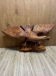 木雕老鷹 (63公分）早期木雕老鷹 老鷹雕刻品 老鷹擺件 老鷹擺飾品 木製老鷹擺 二手老鷹擺件
