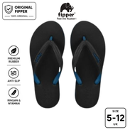 Fipper Black Series – M Sandal Jepit Anti Slip Pria Original Ringan Nyaman Hitam Black / Blue Snorke